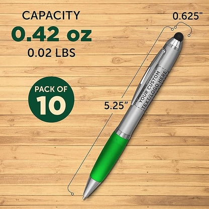 DISCOUNT PROMOS Custom Stylus Ballpoint Pens Set of 10, Personalized Bulk Pack - Image 5