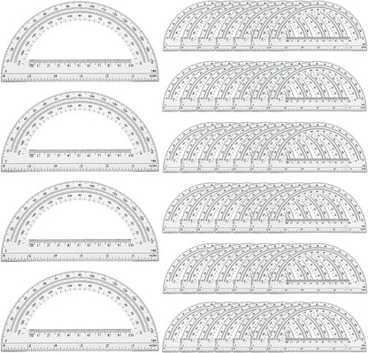 CertBuy 48 Pack Clear Protractor 6 Inch, Plastic Protractor Math Protractors by CertBuy