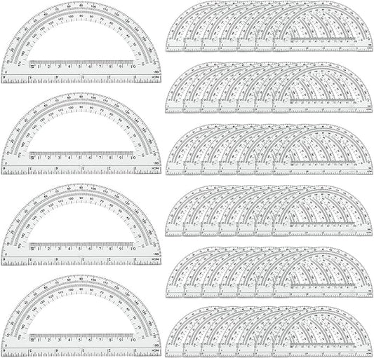 CertBuy 48 Pack Clear Protractor 6 Inch, Plastic Protractor Math Protractors by CertBuy