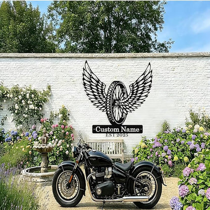 Custom Motorcycle Wheel Metal Signs Personalized Biker Name Sign Custom Garage - Image 5