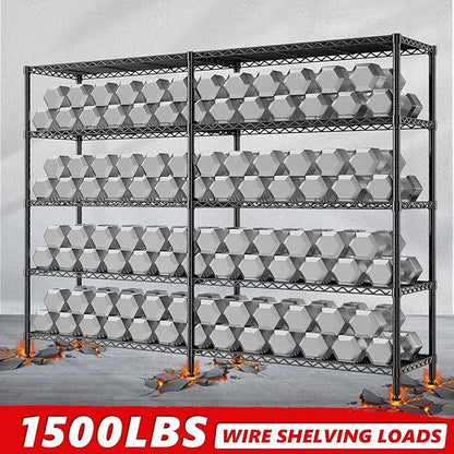 5 Tier Storage Shelves Metal Shelving Unit Load 1500LBS, Adjustable Wire - Image 8