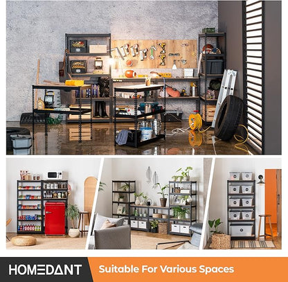 HOMEDANT 28" W 5 Tier Heavy Duty Garage Shelving Adjustable Metal Rack Storage - Image 9