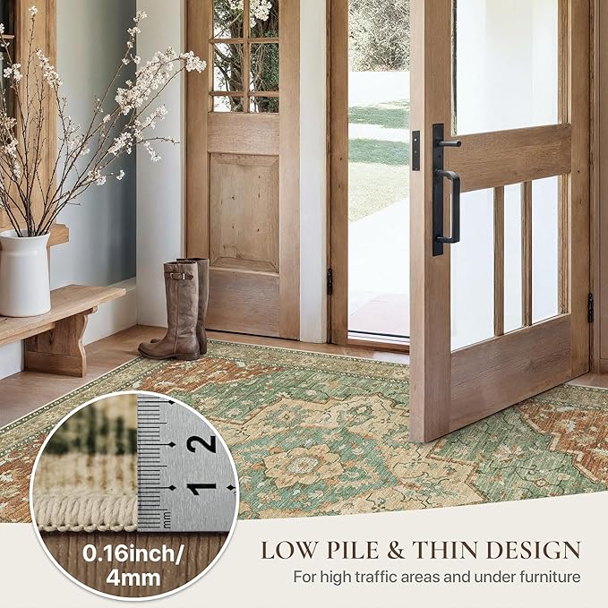 GENIMO Runner Rug 2'6"x8 Machine Washable Non Slip Vintage Hallway Runner Rug - Image 5