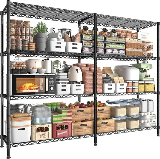 REIBII 61.7''W Storage Shelves Load 1220LBS Wire Shelving Unit 4 Tier Metal by REIBII