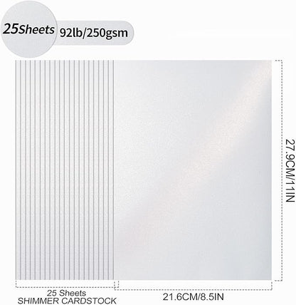 White Shimmer Cardstock Paper, 25 Sheets 250gsm/92Ib Pearlescent Paper - Image 2