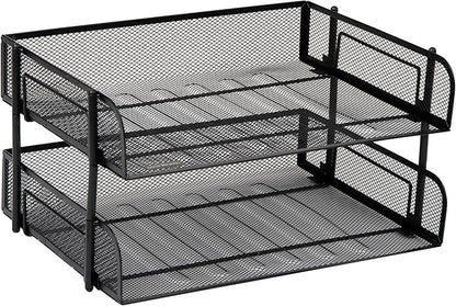 Mind Reader Stackable Paper Tray, Desktop Organizer, File Storage, Metal Mesh - Image 7