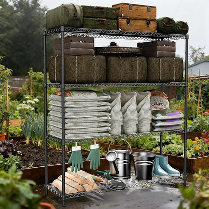 M MZG Stand Shelf Wire Rust-Proof Outdoor Storage Shelving 4-Tier Utility - Image 2