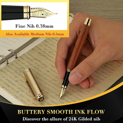 BEILUNER 316 Fountain Pen, Stunning Luxury Rosewood, 24K Gilded Nib, Gorgeous - Image 5