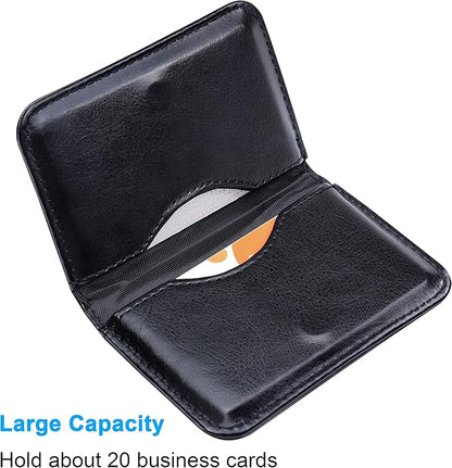 Wisdompro Business Card Holder, 2-Sided PU Leather Folio Name Card Holder - Image 2