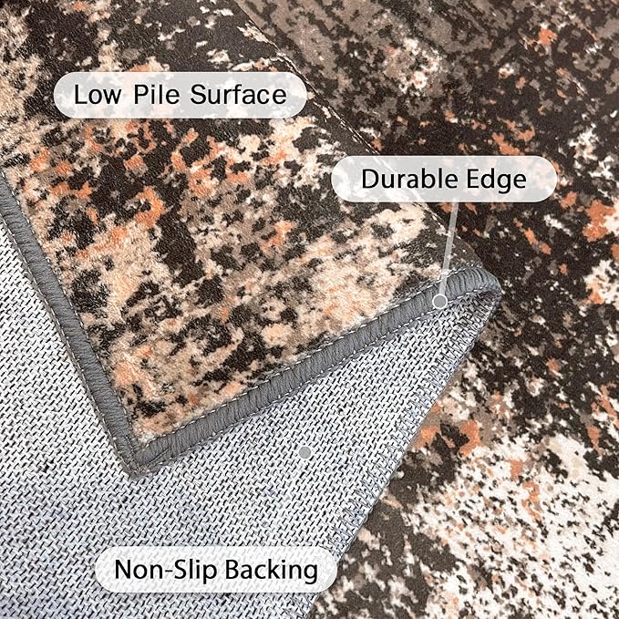 GENIMO Washable Area Rugs for Living Room, 6x9 Vintage Non Slip Rugs, Low Pile - Image 9
