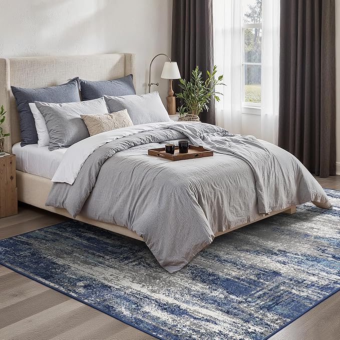 GENIMO 3x5 Area Rugs for Living Room, Machine Washable Non Slip Blue Rugs - Image 3