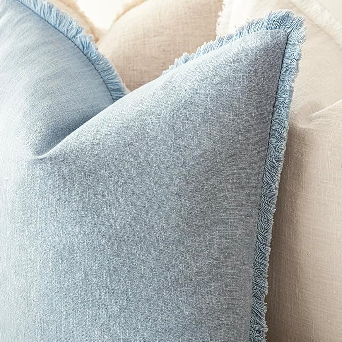 Foindtower Set of 2 Decorative Linen Fringe Throw Pillow Covers Cozy Boho - Image 5