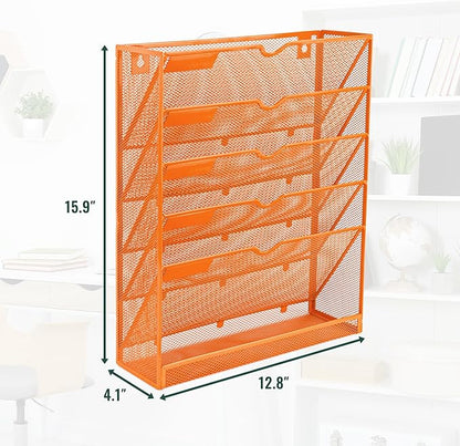 EASEPRES 6 Tier Mesh Hanging Wall File Organizer, Desk Vertical Mail Paper - Image 2