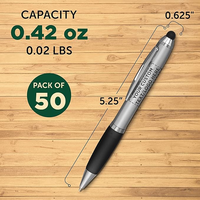 DISCOUNT PROMOS Custom Stylus Ballpoint Pens Set of 50, Personalized Bulk Pack - Image 5