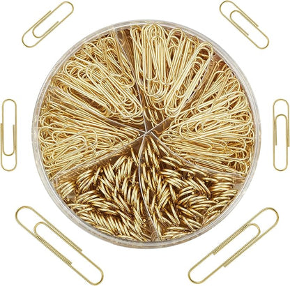 NEEWAY 500pcs Gold Paper Clips Assorted Sizes Small, Medium and Large Paperclips - Image 3