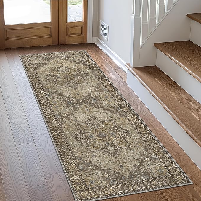 GENIMO 2'6''x6 Runner Rugs for Hallway, Machine Washable Non Slip Vintage Rugs by GENIMO
