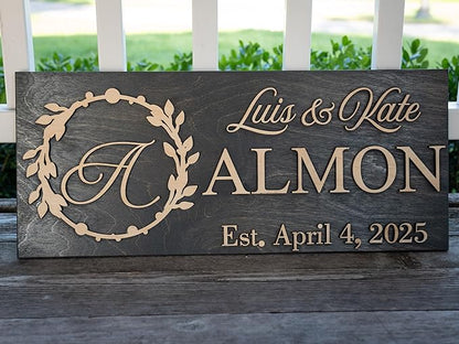 Custom Family Name Sign | Personalized Wooden Wedding Gift | Rustic Last Name - Image 6