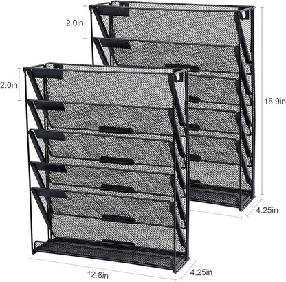 samstar 2 Pack Wall File Organizer, 6-Tier Wall Mount Paper Holder Vertical - Image 2