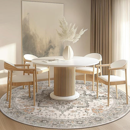 GENIMO 5FT Round Area Rugs for Living Room, Circle Rugs Machine Washable Low - Image 2