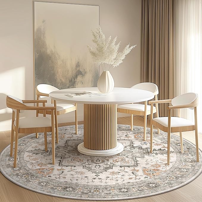 GENIMO 4FT Round Area Rugs for Living Room, Circle Rugs Machine Washable Low - Image 3