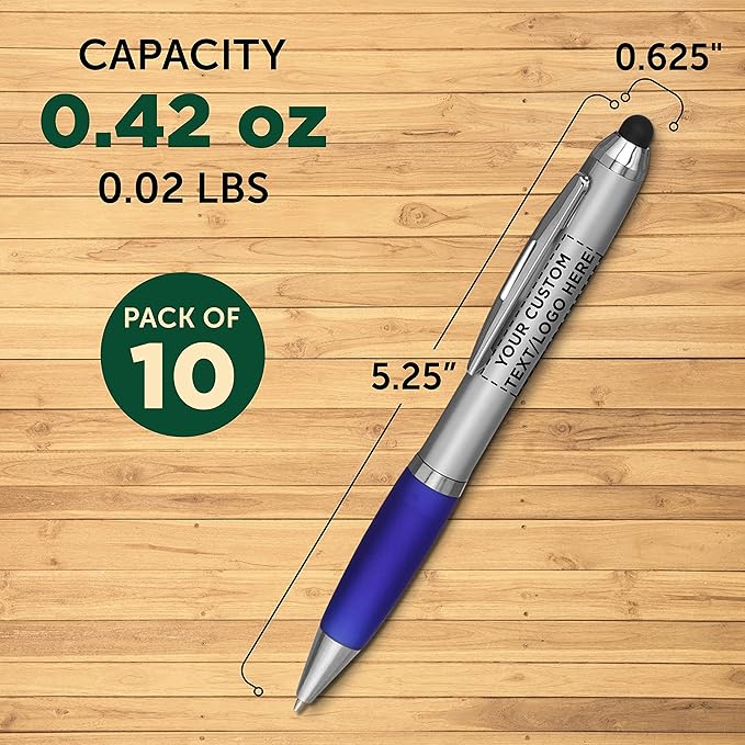 DISCOUNT PROMOS Custom Stylus Ballpoint Pens Set of 10, Personalized Bulk Pack - Image 5
