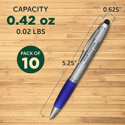 DISCOUNT PROMOS Custom Stylus Ballpoint Pens Set of 10, Personalized Bulk Pack - Image 5