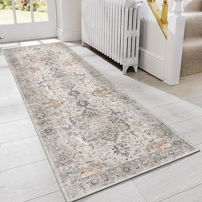 GENIMO Runner Rug 3x8, Non Slip Vintage Hallway Runner Rugs, Low Pile by GENIMO