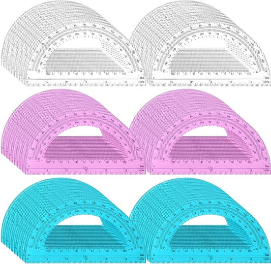 Zonon 100 Pack 6 Inch Plastic Protractor Christian Charity Donation 180 Degrees by Zonon