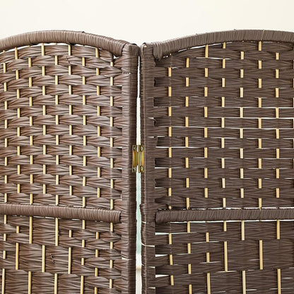 HOMCOM 3 Panel Room Divider, Hand-Woven Freestanding Wall Partition - Image 6