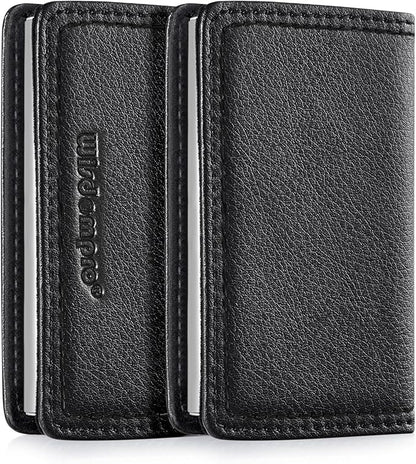 Wisdompro Business Card Holder, 2-Sided PU Leather Folio Name Card Holder - Image 2