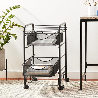 Safco 5215BL Onyx Mesh Open File Cart - Image 2