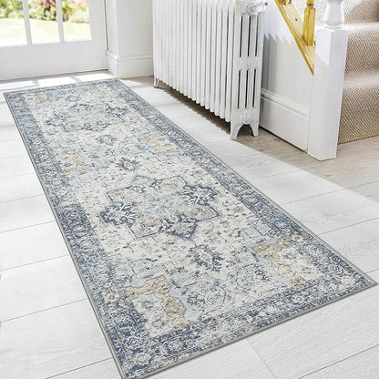 GENIMO Runner Rug 2'6"x12, Non Slip Vintage Hallway Runner Rugs, Low Pile by GENIMO