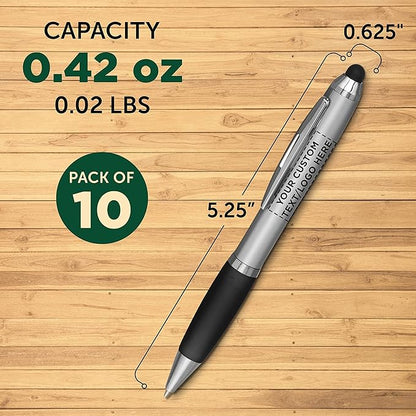DISCOUNT PROMOS Custom Stylus Ballpoint Pens Set of 10, Personalized Bulk Pack - Image 5