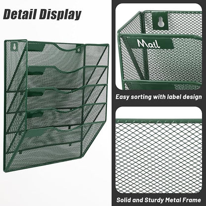 EASEPRES 5 Pocket Mesh Hanging File Organizer, Wall Mounted Mail Paper Document - Image 3