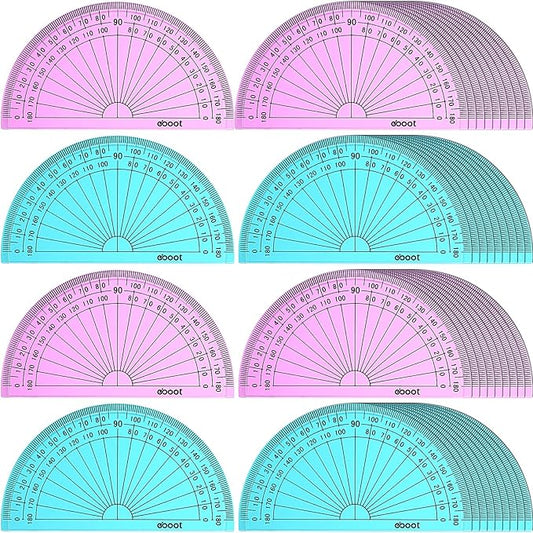 EBOOT 50 Pcs Math Protractors Plastic Protractor 180 Degrees, 4 Inches by eBoot