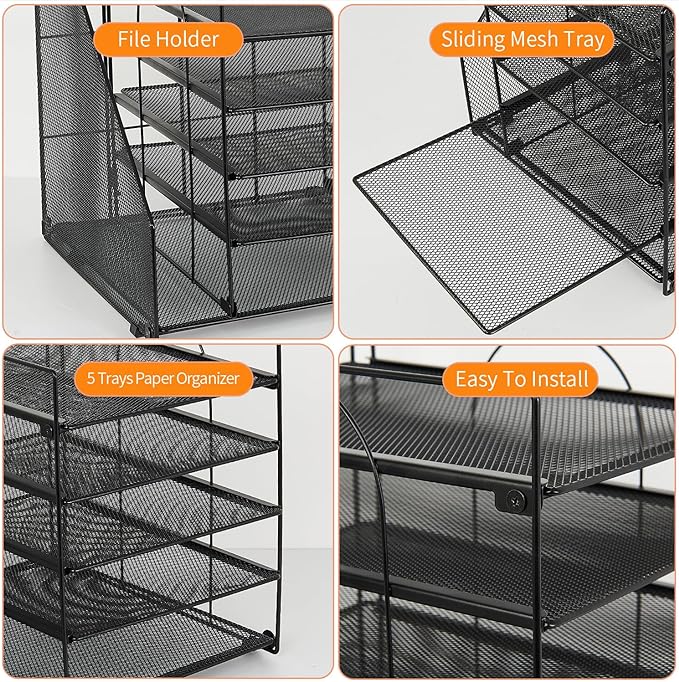 LEKETREE Desk Organizers and Accessories, 5-Tier Paper Letter Tray Organizer - Image 6