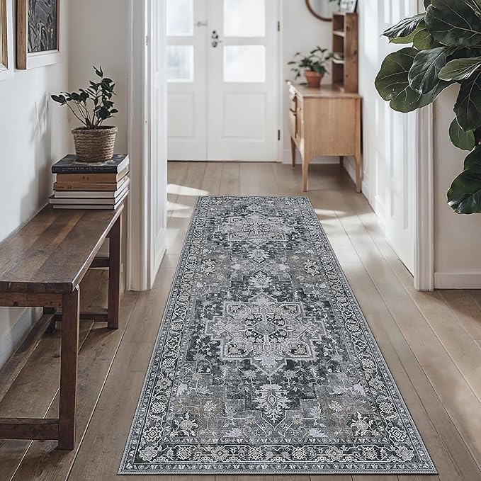 GENIMO 2'6''x8 Runner Rugs for Hallway, Machine Washable Non Slip Vintage Rugs by GENIMO
