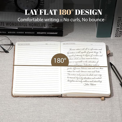 CAGIE Lined Journal for Men Women, Tree Growth Ring Leather Bound Journal - Image 3