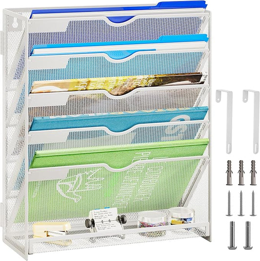 Lavatino 6-Tier Hanging File Organizer, Wall Mount File Holder by Lavatino