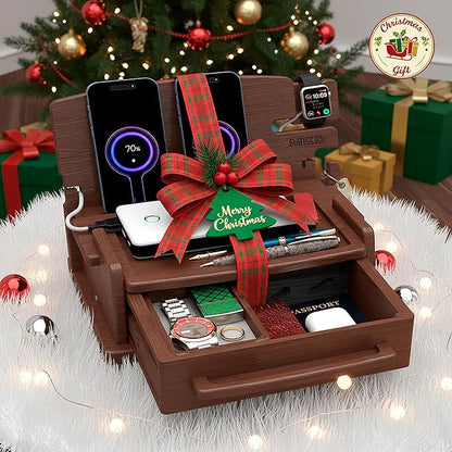 MED Wood Phone Docking Station – Nightstand Desk Organizer - Image 2