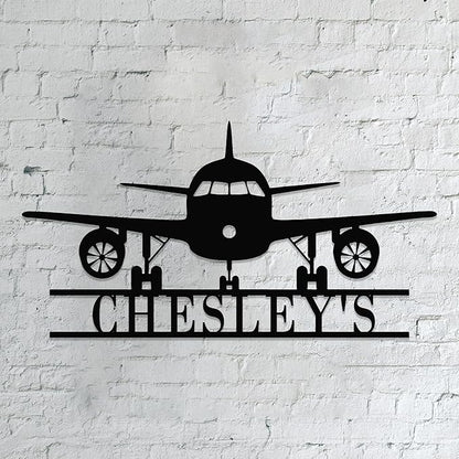 Personalized Metal Airplane Wall Art, Airplane Name Sign, Customized Pilot Name by Unknown