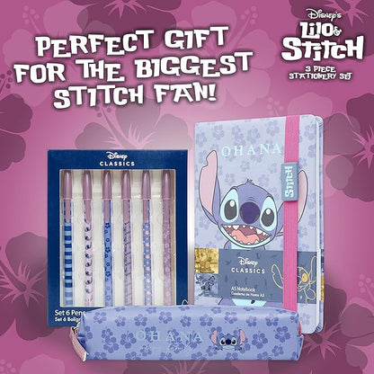 Disney Stitch Stationery Supplies Set Notebook Pencil Case & Ballpoint Pens or - Image 3