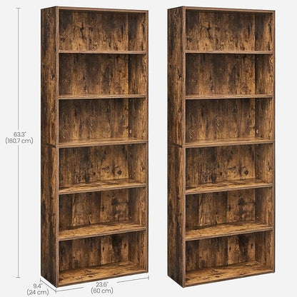 VASAGLE Set of 2 Bookshelves, 23.6 Inches Wide, 6-Tier Open Bookcases - Image 3
