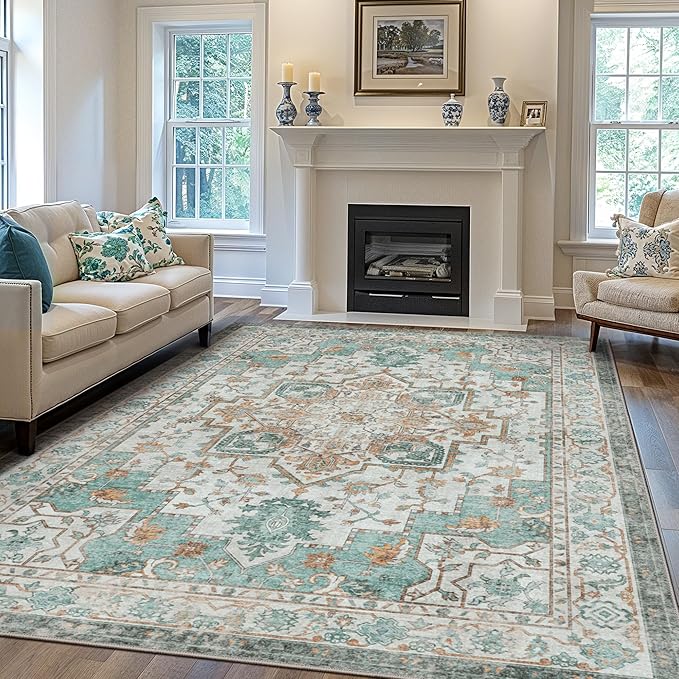 GENIMO 8x10 Area Rugs for Living Room, Machine Washable Non Slip Vintage Rugs - Image 2