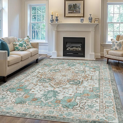 GENIMO 3x5 Area Rugs for Living Room, Machine Washable Non Slip Vintage Rugs by GENIMO