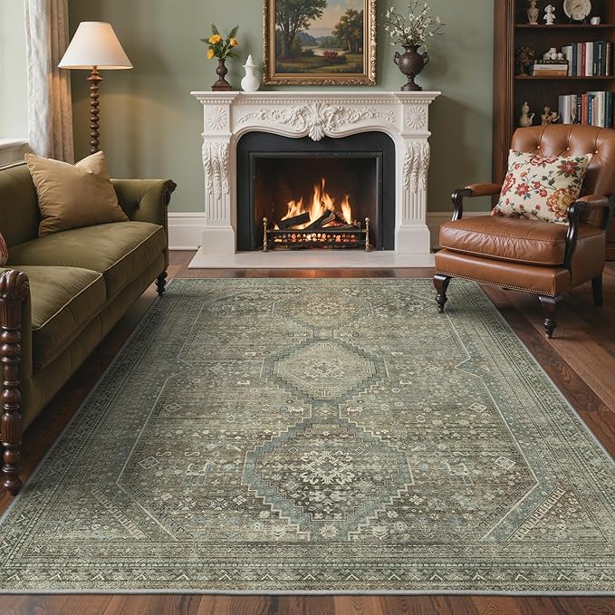GENIMO 6x9 Area Rugs for Living Room, Machine Washable Non Slip Rugs, Low Pile by GENIMO