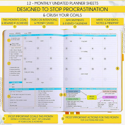 Life Planner - Undated Weekly & Monthly Planner, 12-Month Journey to Increase - Image 4