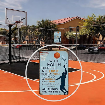 Vintage Christian Basketball Metal Sign – Faith Motivational Wall Art - Image 7