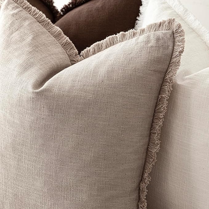 Foindtower Set of 2 Decorative Linen Fringe Lumbar Throw Pillow Covers - Image 5