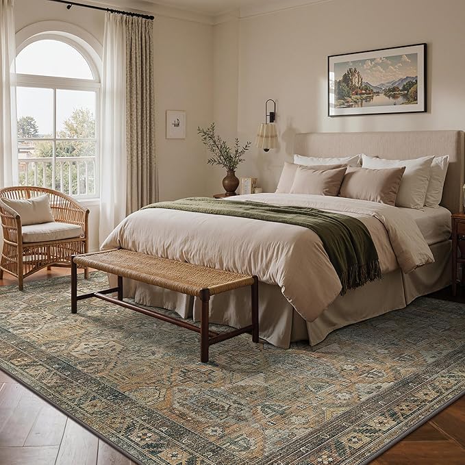 GENIMO 3x5 Area Rugs for Living Room, Machine Washable Non Slip Vintage Rugs - Image 3